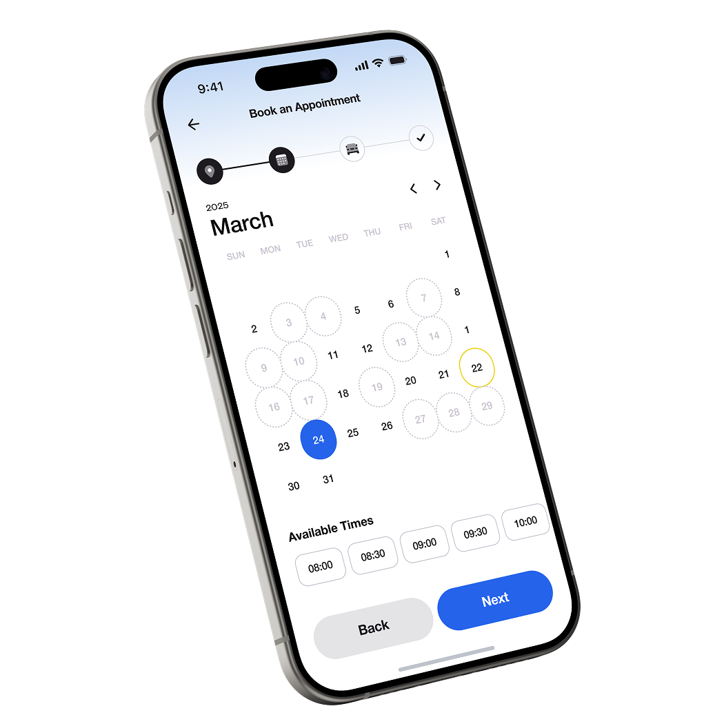 Schedule appointment on mobile app