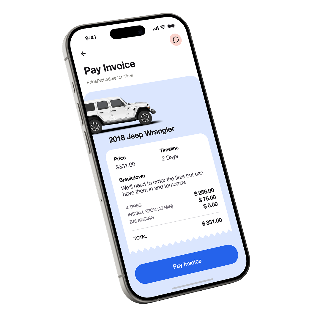 Pay invoice on mobile app